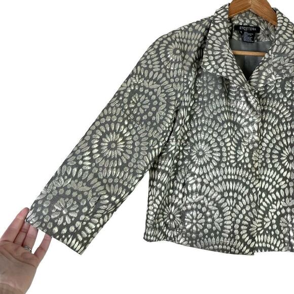 ETCETERA Metallic Floral Jacquard Blazer Jacket in Silver & Grey, Size‎ 8 - Picture 8 of 12